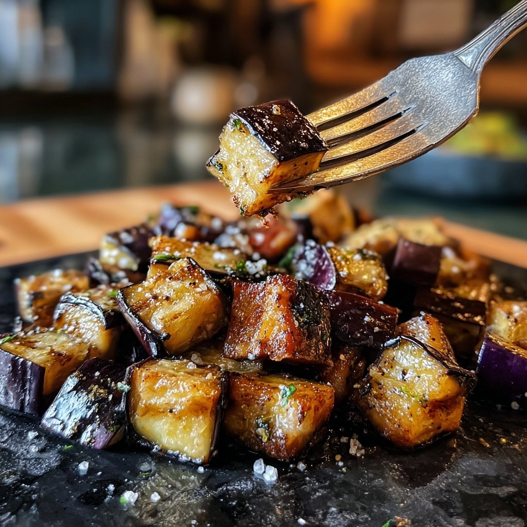 Gegrillte Auberginenwürfel