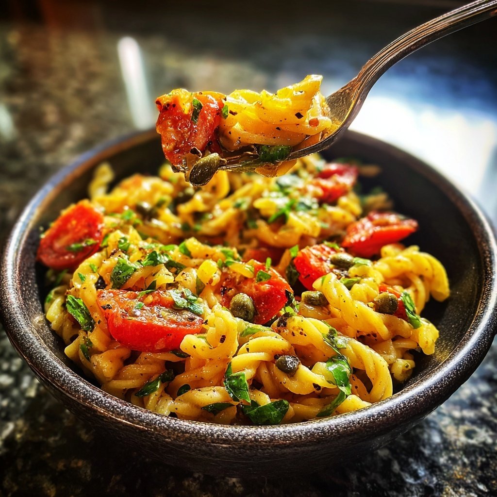 Mediterraner Nudelsalat Mit Kapern