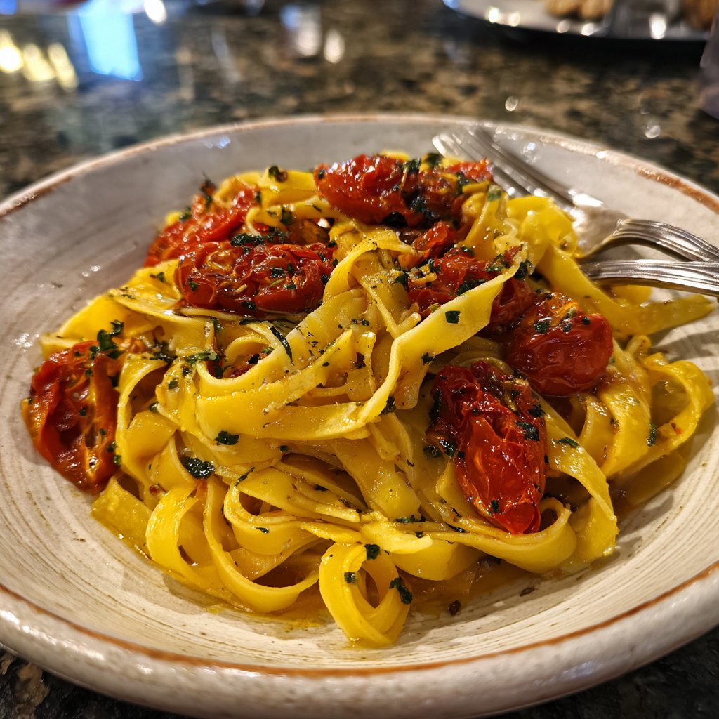 Tagliatelle mit Ofentomaten