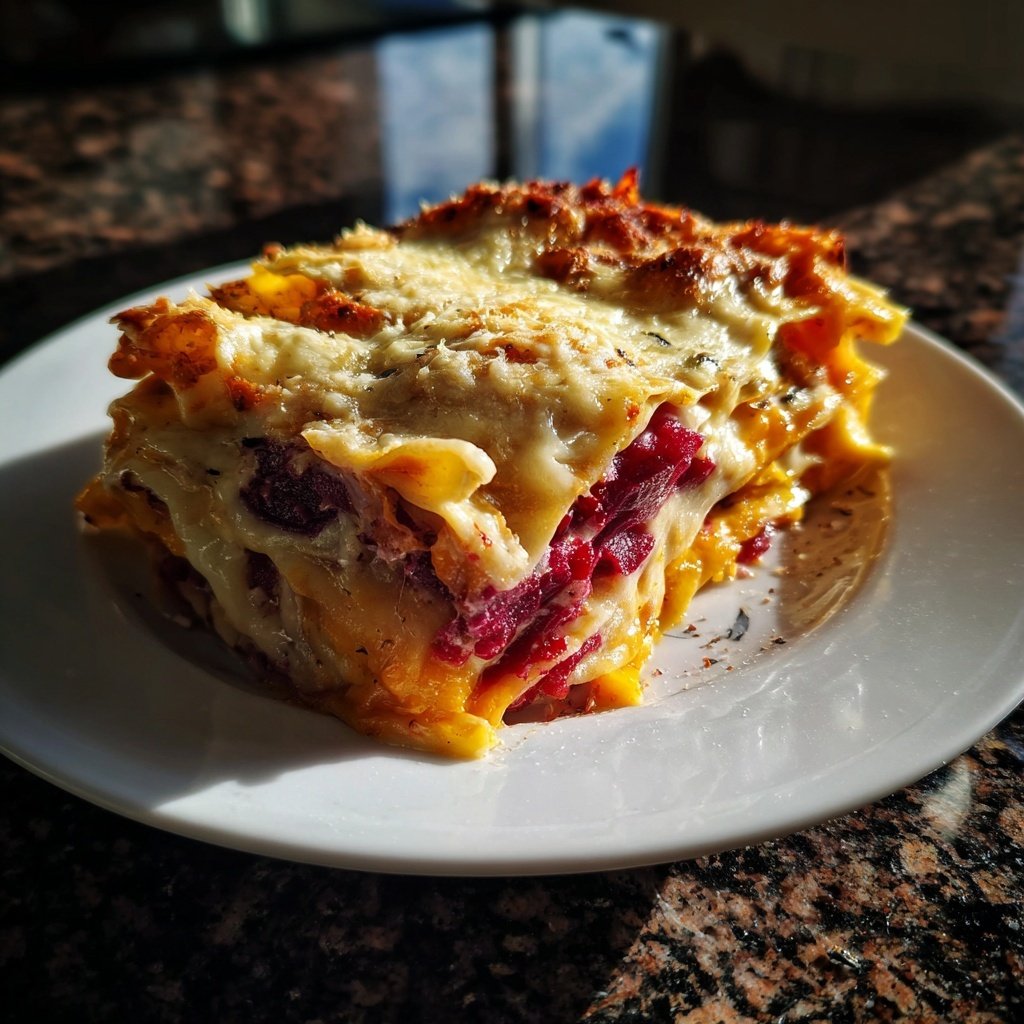 Vegetarische Lasagne mit Rote Bete