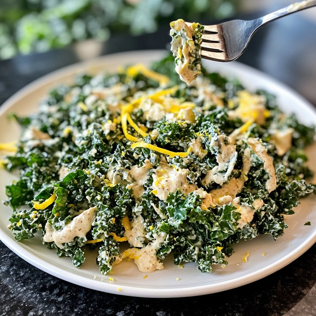 Chopped Kale Power Salad mit Zitronen-Tahini-Dressing