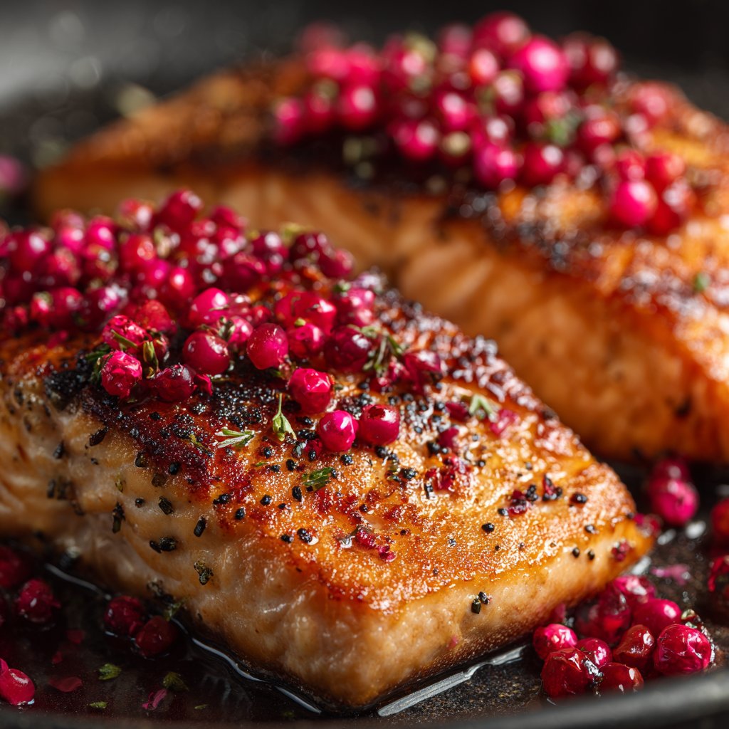Lachs mit Rosenpfeffer und Butter